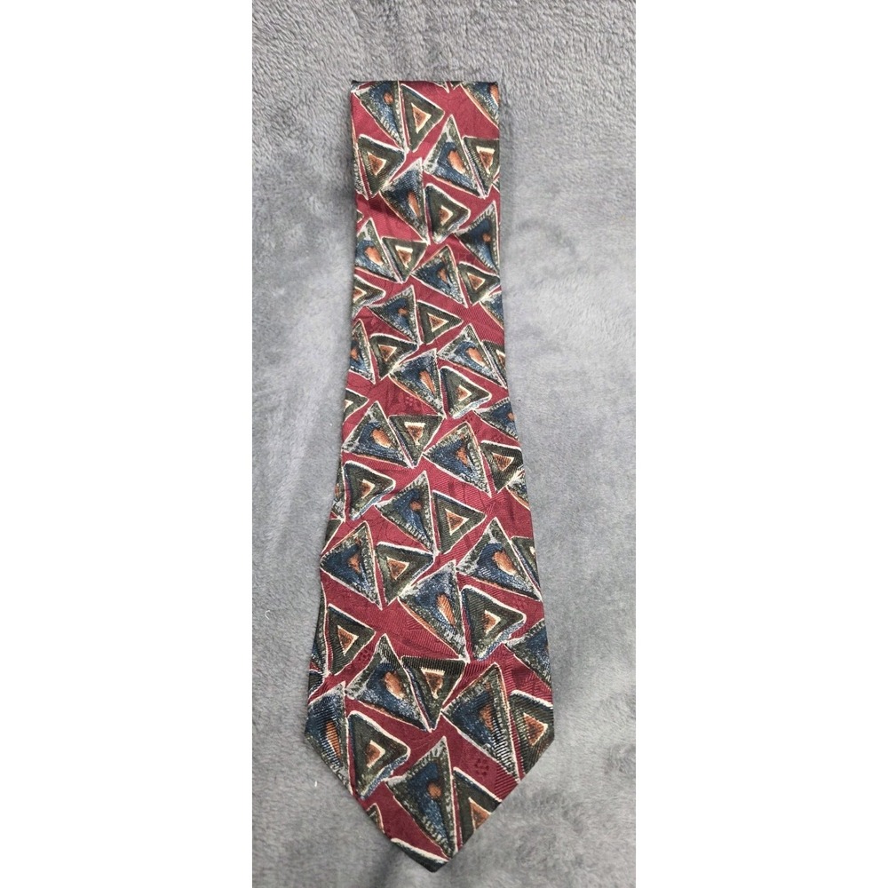 JL Roberts & Company‎ 100% Silk Geometric Abstract Multicolor Retro Tie 90s